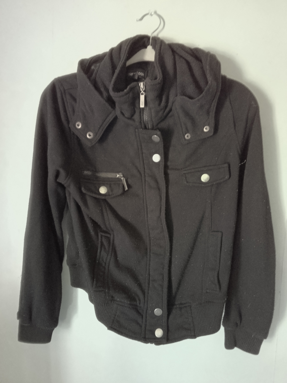 New Look Black Hooded Zip Front Jacket